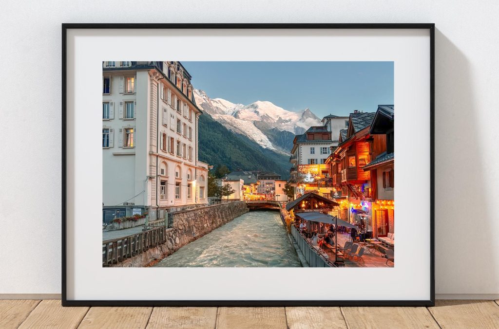 Chamonix Evening Mont Blanc and River Arve, France — fine art photograph