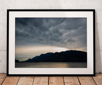 Storm clouds gather over Lake Garda in this atmospheric view from Malcesine, Italy