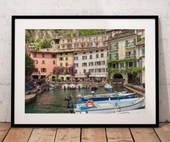 The old harbour at Limone sul Garda provides a charming glimpse of life beside Lake Garda, Italy