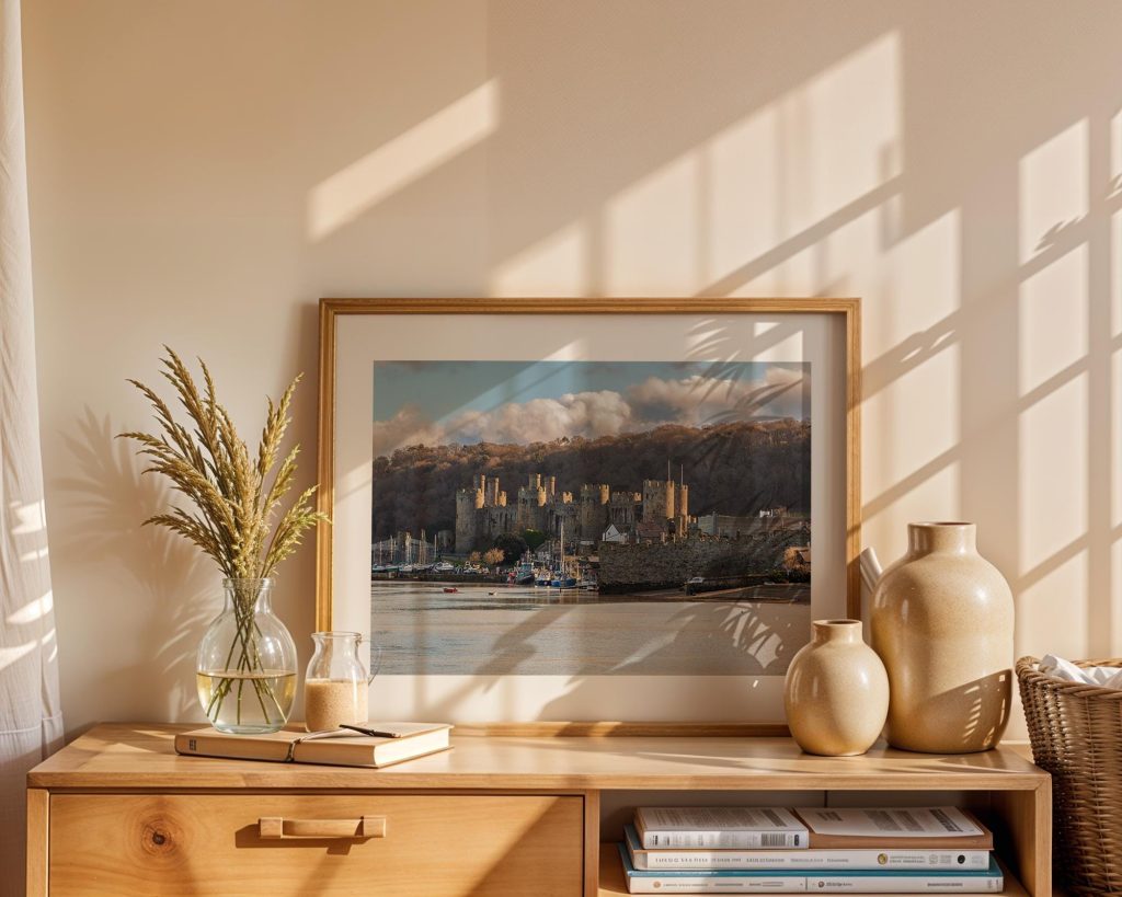As the sun falls, warm light catches the walls and towers of Conwy Castle, North Wales – view 5