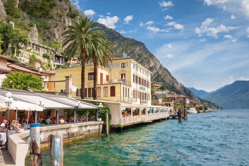 Limone Lakeside Cafés, Italy — fine art photograph – view 2