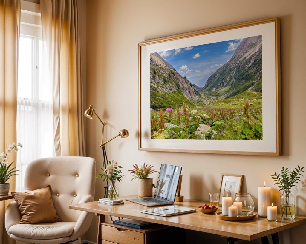 Wildflowers and grasses frame a view into the Bérard Valley near Vallorcine, France – view 8
