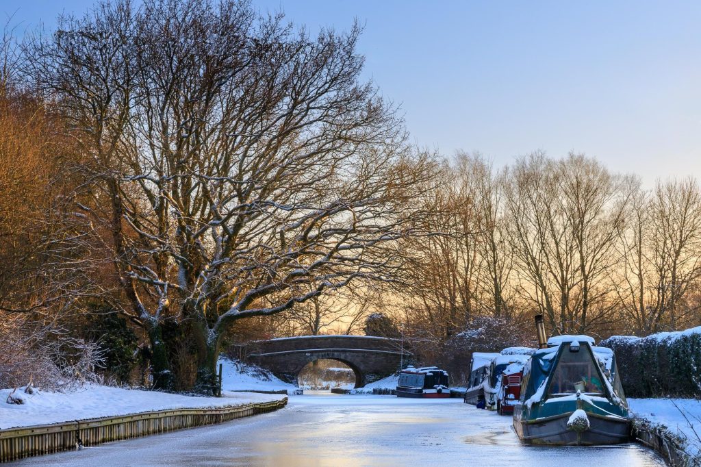 Snow transforms the Macclesfield Canal near Bollington into a quiet winter landscape, Peak District – view 2