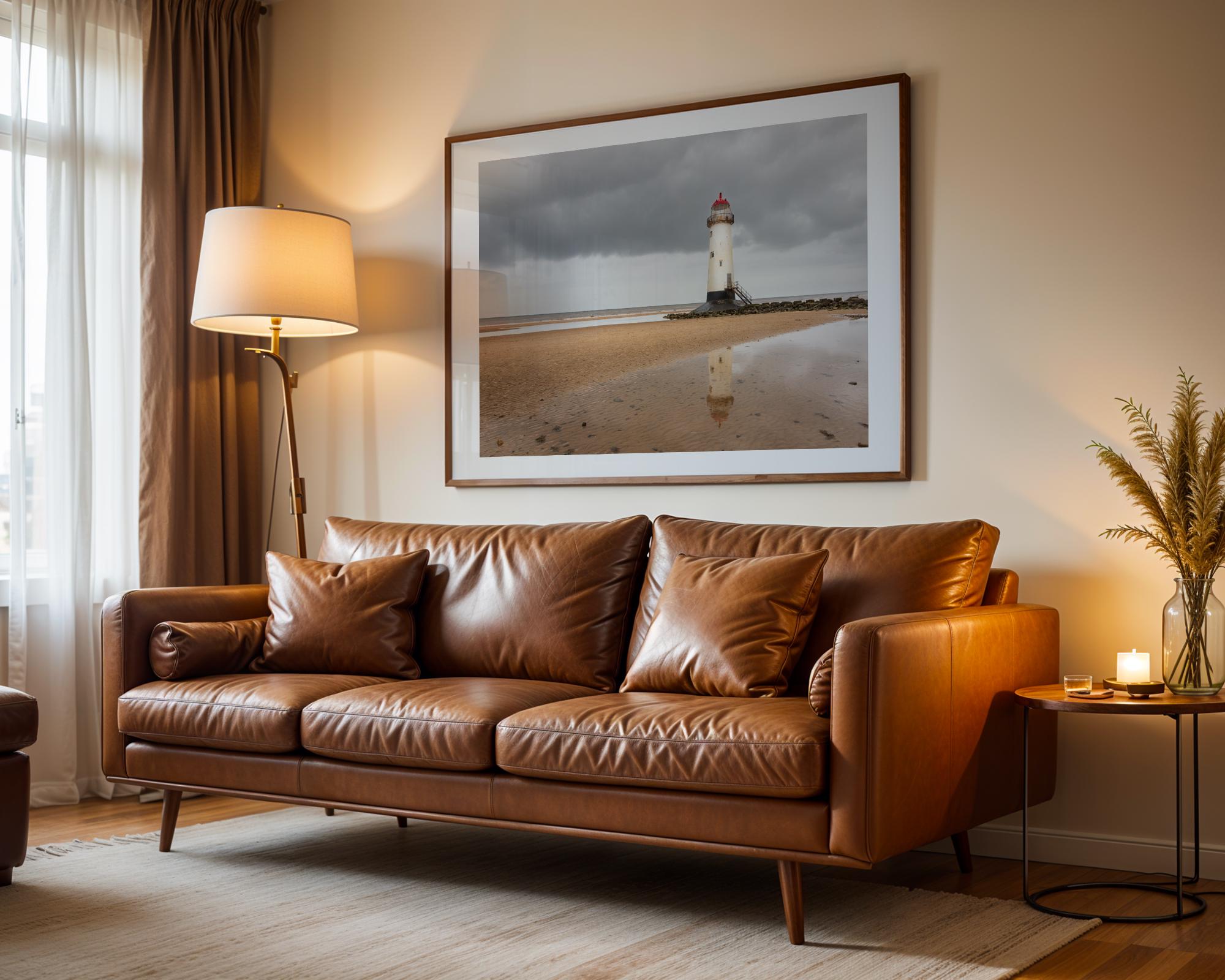 Talacre Lighthouse rises from the shoreline at Point of Ayr, North Wales – view 6