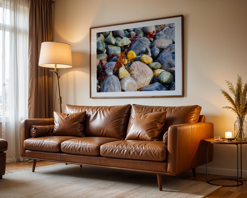 Rounded beach pebbles, polished by the sea, fill this close-up coastal photograph with colour and texture, Wales