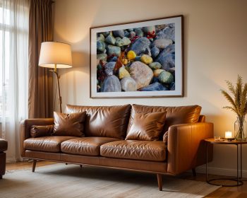 Rounded beach pebbles, polished by the sea, fill this close-up coastal photograph with colour and texture, Wales