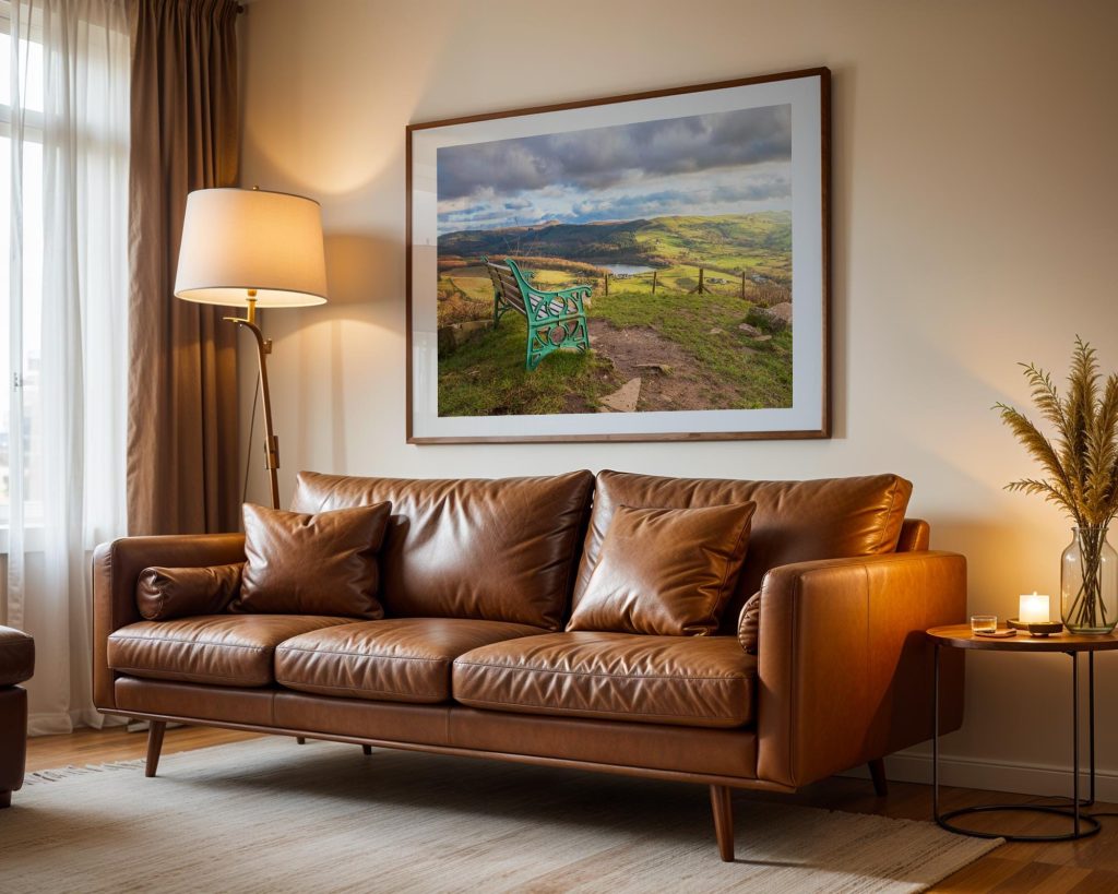 A familiar seat at the top of Teggs Nose Country Park looks across Macclesfield Forest towards Shutlingsloe – view 5