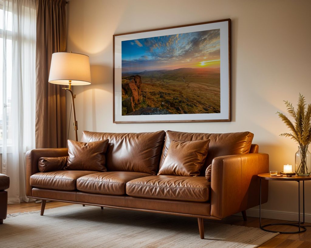 The setting sun spreads warm light across the high ground around Shining Tor, Peak District – view 7