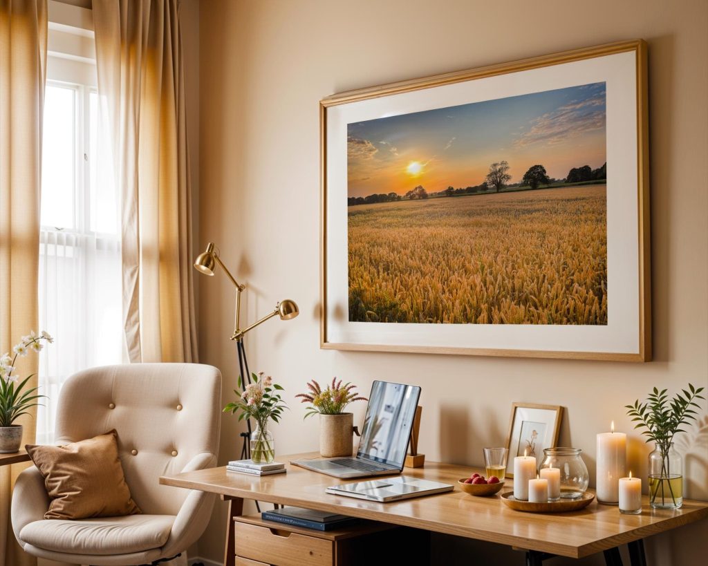 Late summer light settles across a golden wheat field in Cheshire – view 7