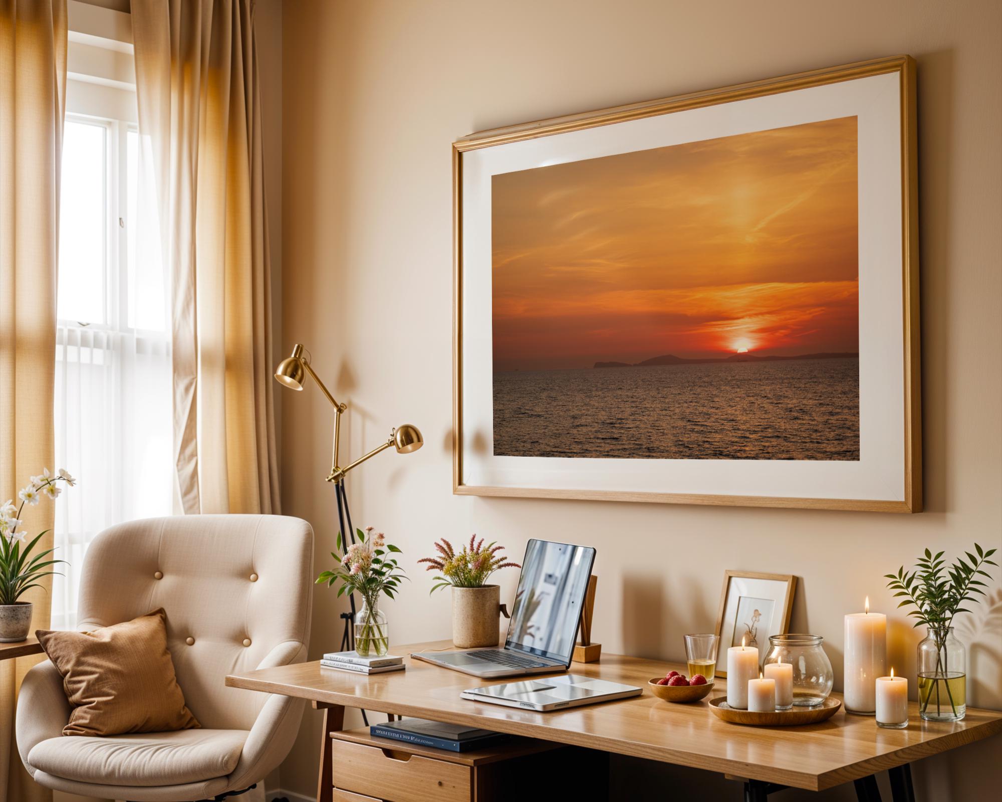 From Little Haven, the sun sinks towards the horizon beyond the St Davids Peninsula, filling the sky, Wales – view 7