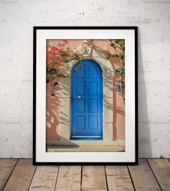 Assos Blue Door and Bougainvillaea Print, Kefalonia