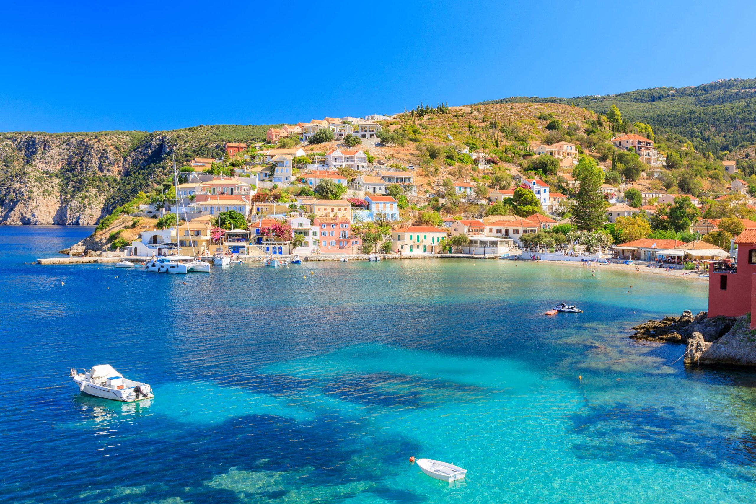 Assos Village Harbour Print, Kefalonia - Image 2