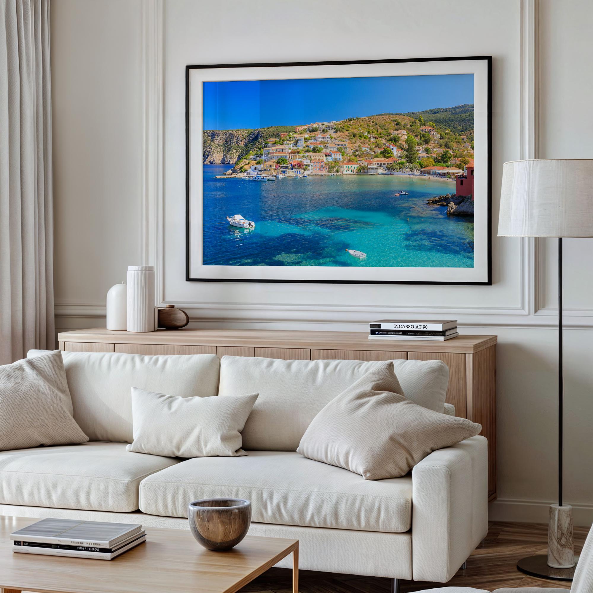 Assos Village Harbour Print, Kefalonia - Image 3