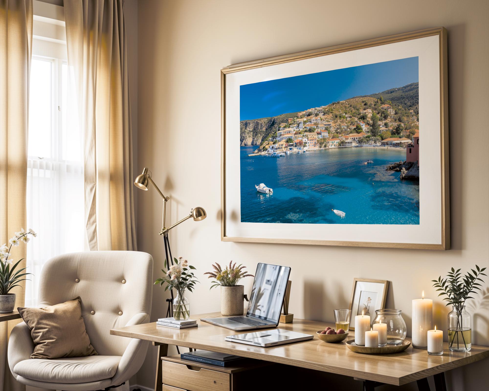 Assos Village Harbour Print, Kefalonia - Image 6