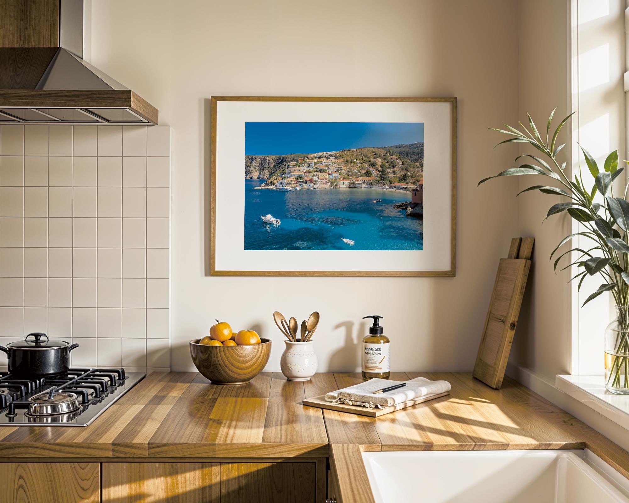 Assos Village Harbour Print, Kefalonia - Image 8