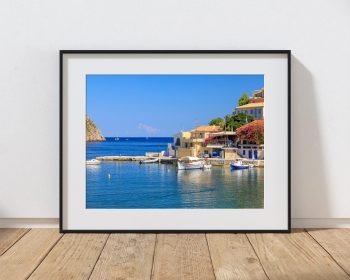 Assos Harbour Fishing Boats Print, Kefalonia